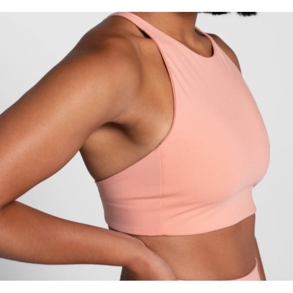 Girlfriend Collective Topanga High Neck Sports Bra Pink Women S Adjustable Strap